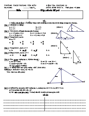 Đề kiểm tra môn Hình học 9 Lớp 9 - Chương III
